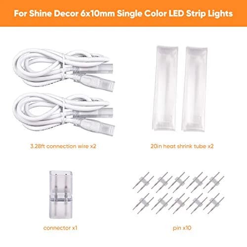 Shine Decor LED Strip Lights Connector Kit for 6x10mm Single Color Strips | ETL Certified thumbnail 2