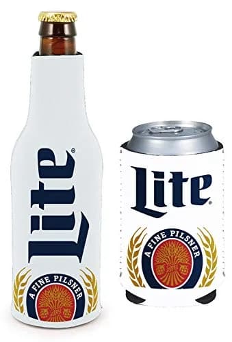 Kolder Licensed Beer Coolie Insulator Sleeve Holder Huggie Can & Bottle Set (Miller Lite Pilsner) | Officially Licensed Merchandise thumbnail 1