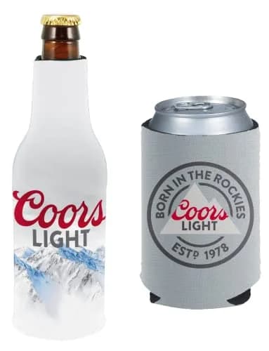 Kolder Licensed Beer Coolie Insulator Sleeve Holder Huggie Can & Bottle Set (Coors Light Mountains) | Fits 12 oz cans & bottles thumbnail 1