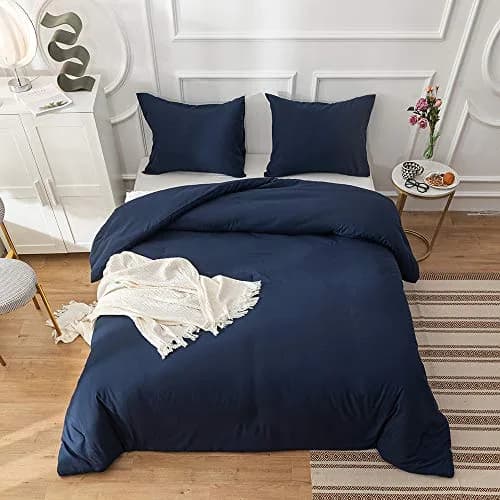 Luxlovery King Size Navy Blue Comforter Set Microfiber Lightweight Breathable (90x104 inches) thumbnail 4