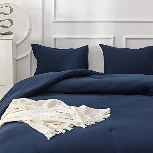 Luxlovery King Size Navy Blue Comforter Set Microfiber Lightweight Breathable (90x104 inches) thumbnail 7