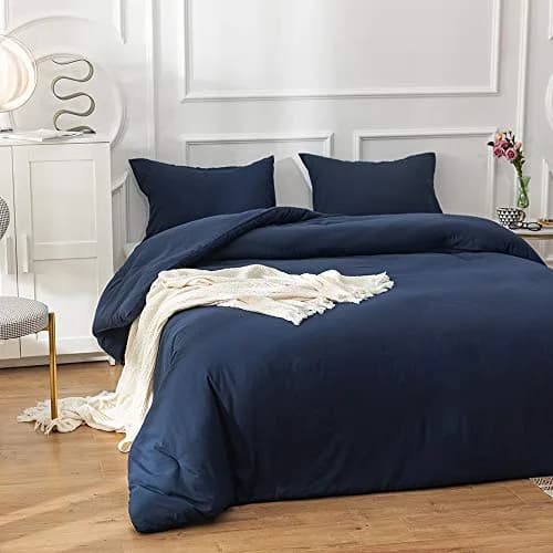 Luxlovery King Size Navy Blue Comforter Set Microfiber Lightweight Breathable (90x104 inches) thumbnail 2