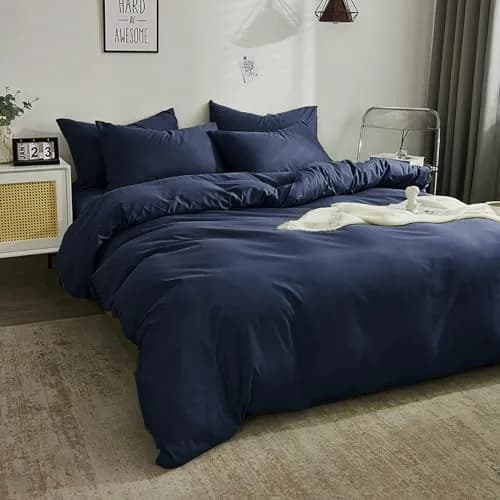 Luxlovery King Size Navy Blue Comforter Set Microfiber Lightweight Breathable (90x104 inches) thumbnail 3