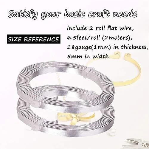 HANSPORTA Flat Aluminum Wire 5mm | Bendable Jewelry & Craft Wire, 6.5Feet/Roll, Silver (70-120c) thumbnail 6