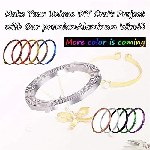 HANSPORTA Flat Aluminum Wire 5mm | Bendable Jewelry & Craft Wire, 6.5Feet/Roll, Silver (70-120c) thumbnail 7
