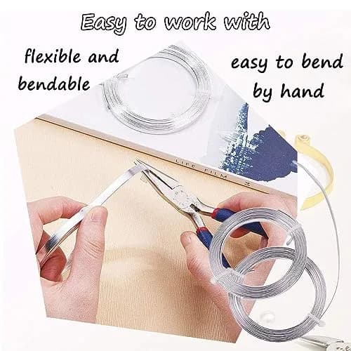 HANSPORTA Flat Aluminum Wire 5mm | Bendable Jewelry & Craft Wire, 6.5Feet/Roll, Silver (70-120c) thumbnail 2