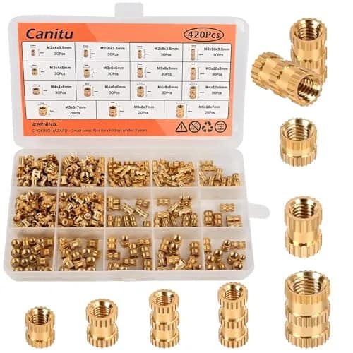 Canitu 420Pcs Threaded Inserts M2 M3 M4 M5 Brass Heat Set for Plastic & 3D Printing | Long-Term Rust-Proof Fasteners thumbnail 1