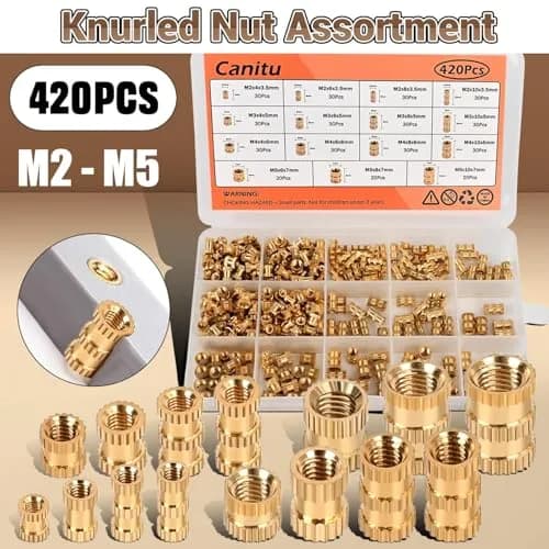 Canitu 420Pcs Threaded Inserts M2 M3 M4 M5 Brass Heat Set for Plastic & 3D Printing | Long-Term Rust-Proof Fasteners thumbnail 9