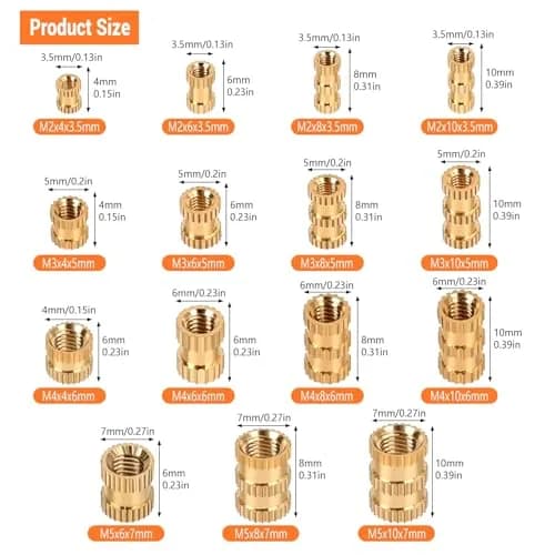 Canitu 420Pcs Threaded Inserts M2 M3 M4 M5 Brass Heat Set for Plastic & 3D Printing | Long-Term Rust-Proof Fasteners thumbnail 2