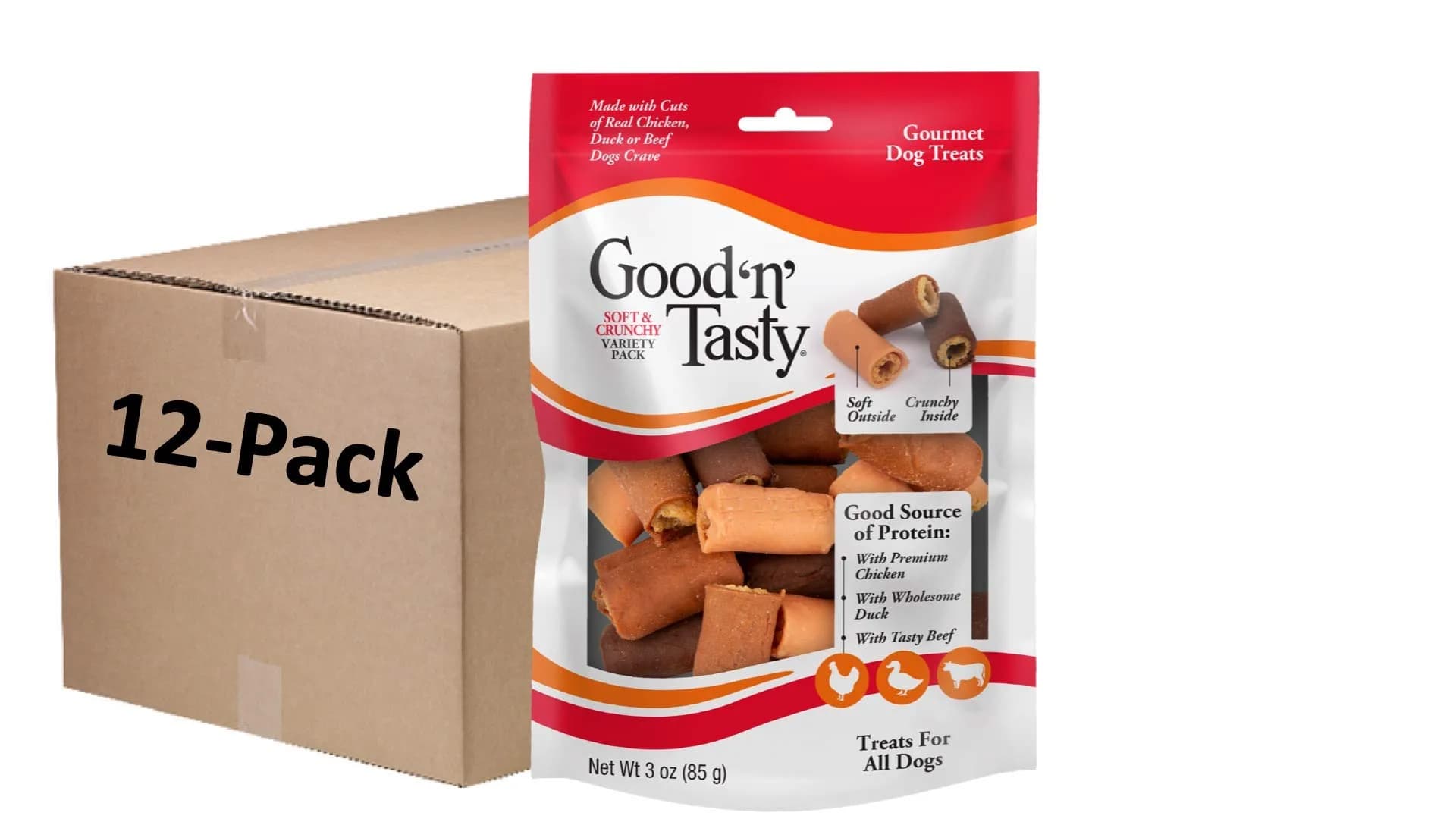 Good ‘N’ Tasty Soft & Crunchy Dog Treats 3 oz (12 Pack) | High Protein Chews for Dogs