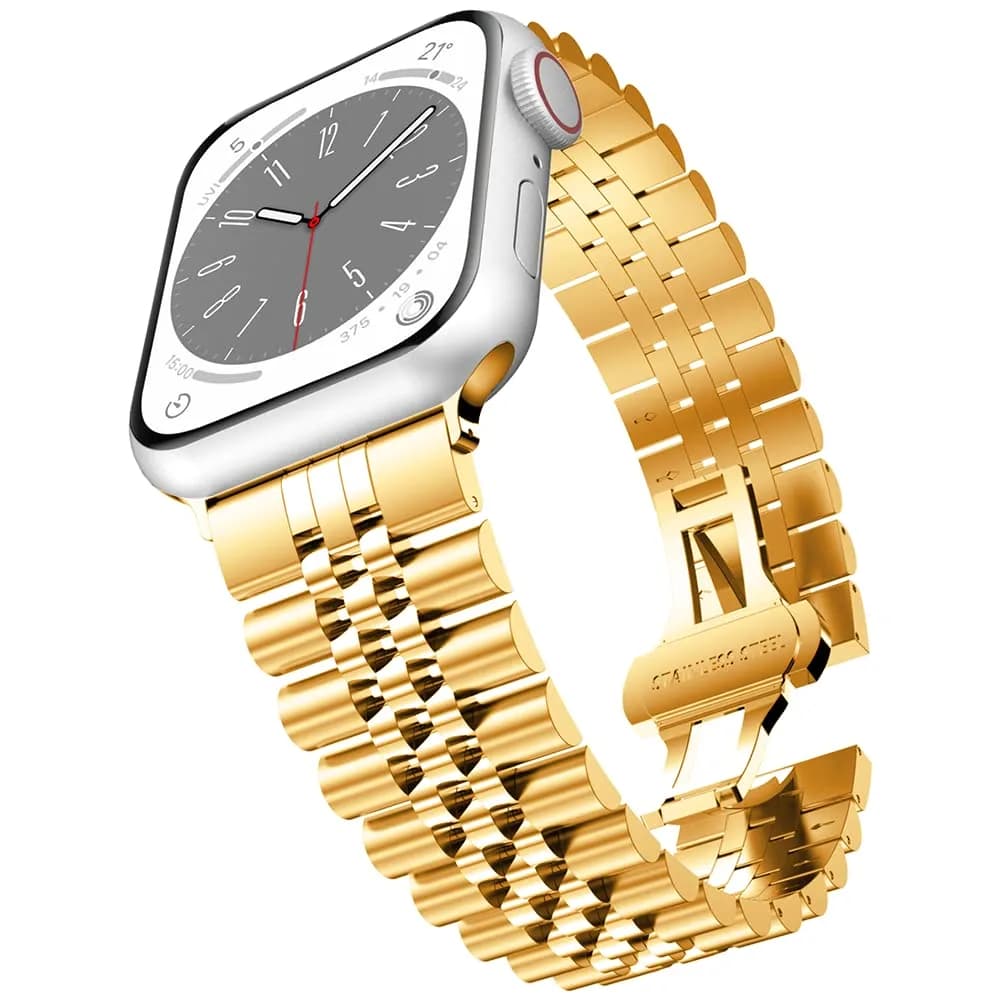 baozai Gold Stainless Steel Watch Band for Apple Watch 42mm/41mm/40mm/38mm Series 11/10/4/3/2/1 - main product image