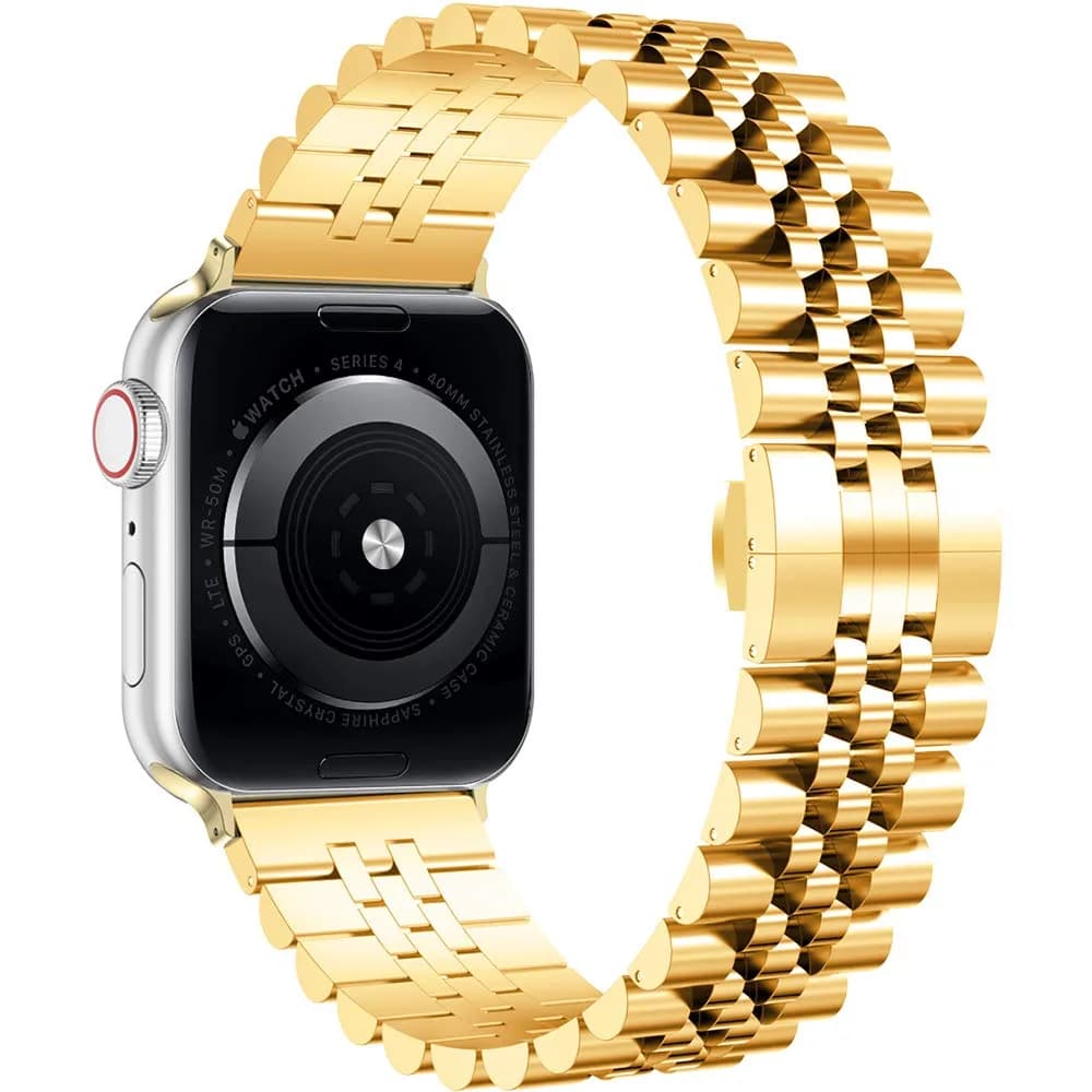 baozai Gold Stainless Steel Watch Band for Apple Watch 42mm/41mm/40mm/38mm Series 11/10/4/3/2/1 - view 2