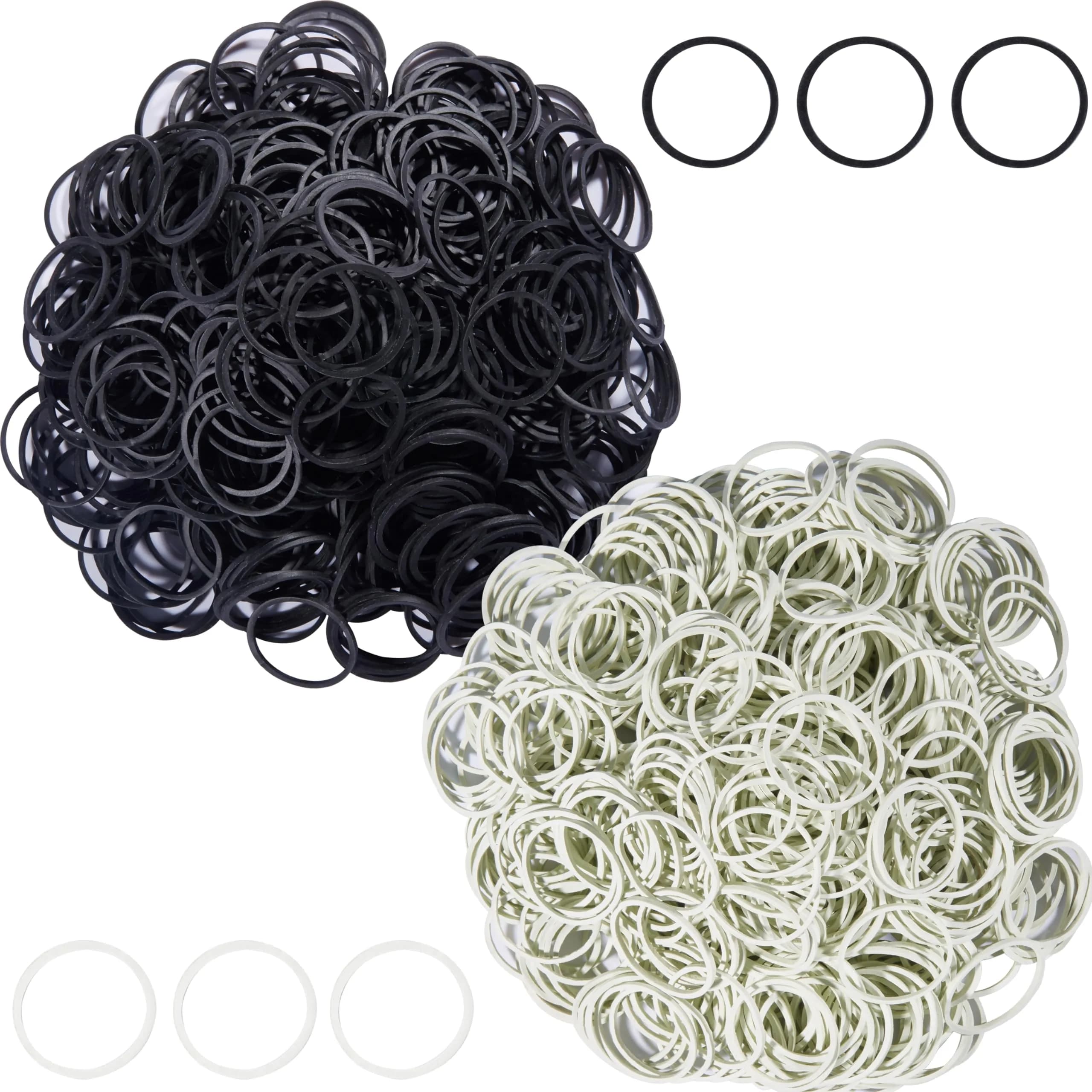 AMUU Small Elastic Bands Black & Grey-White 1200pcs | Durable & Flexible Rubber - main product image