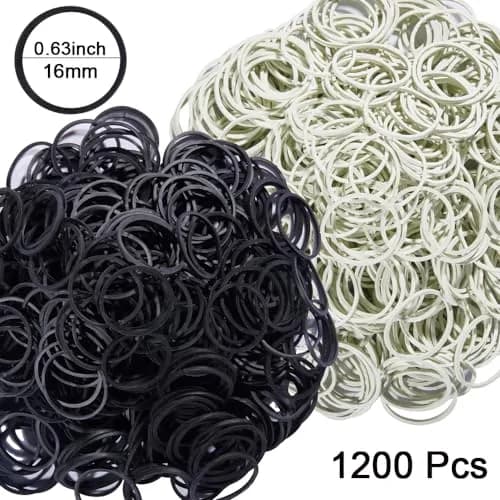 AMUU Small Elastic Bands Black & Grey-White 1200pcs | Durable & Flexible Rubber thumbnail 2
