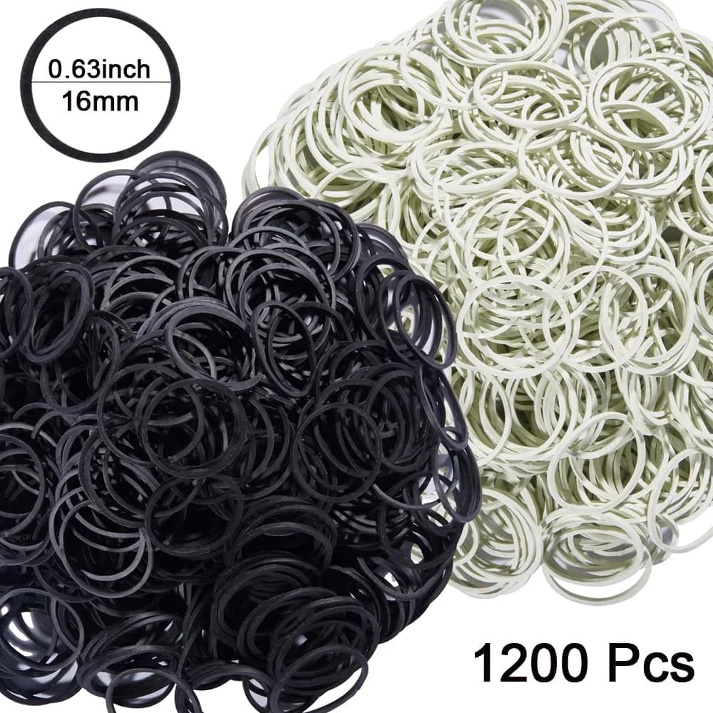 AMUU Small Elastic Bands Black & Grey-White 1200pcs | Durable & Flexible Rubber - view 2