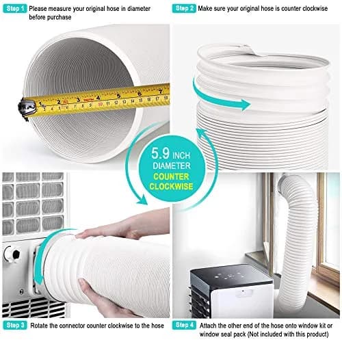 Jin&Bao 5.9" (15cm) AC Exhaust Hose 78.7" (2m) CCW Thread | Universal Replacement for Portable Air Conditioners thumbnail 4