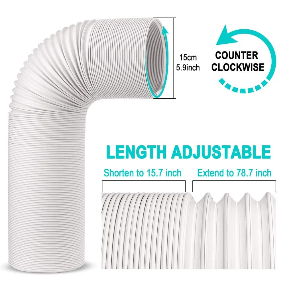 Jin&Bao 5.9" (15cm) AC Exhaust Hose 78.7" (2m) CCW Thread | Universal Replacement for Portable Air Conditioners - view 2