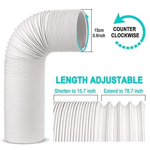 Jin&Bao 5.9" (15cm) AC Exhaust Hose 78.7" (2m) CCW Thread | Universal Replacement for Portable Air Conditioners thumbnail 2