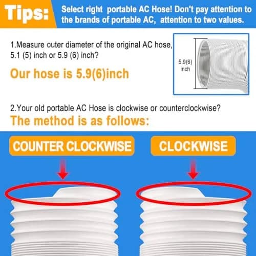 Jin&Bao 5.9" (15cm) AC Exhaust Hose 78.7" (2m) CCW Thread | Universal Replacement for Portable Air Conditioners thumbnail 3