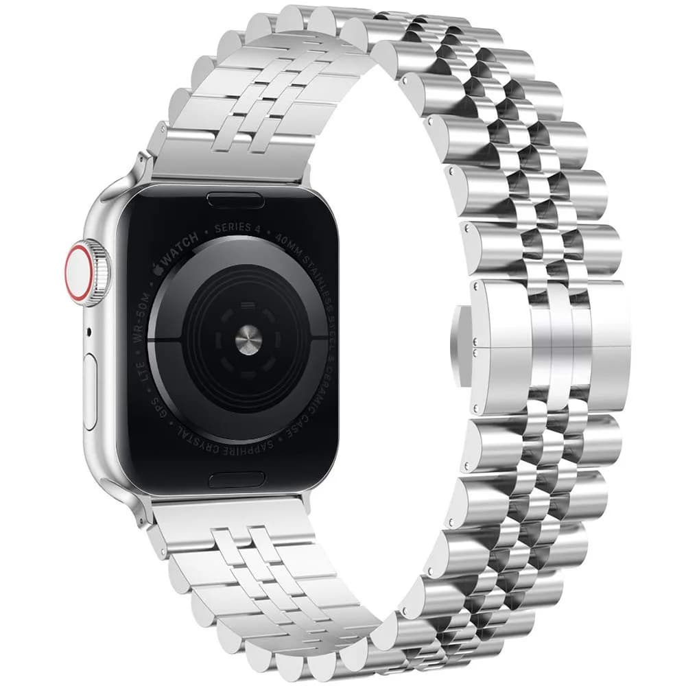 baozai Silver Stainless Steel Watch Band for Apple Watch 42mm/41mm/40mm/38mm Series 1/2/3/4/5/6/7/8/SE - view 2