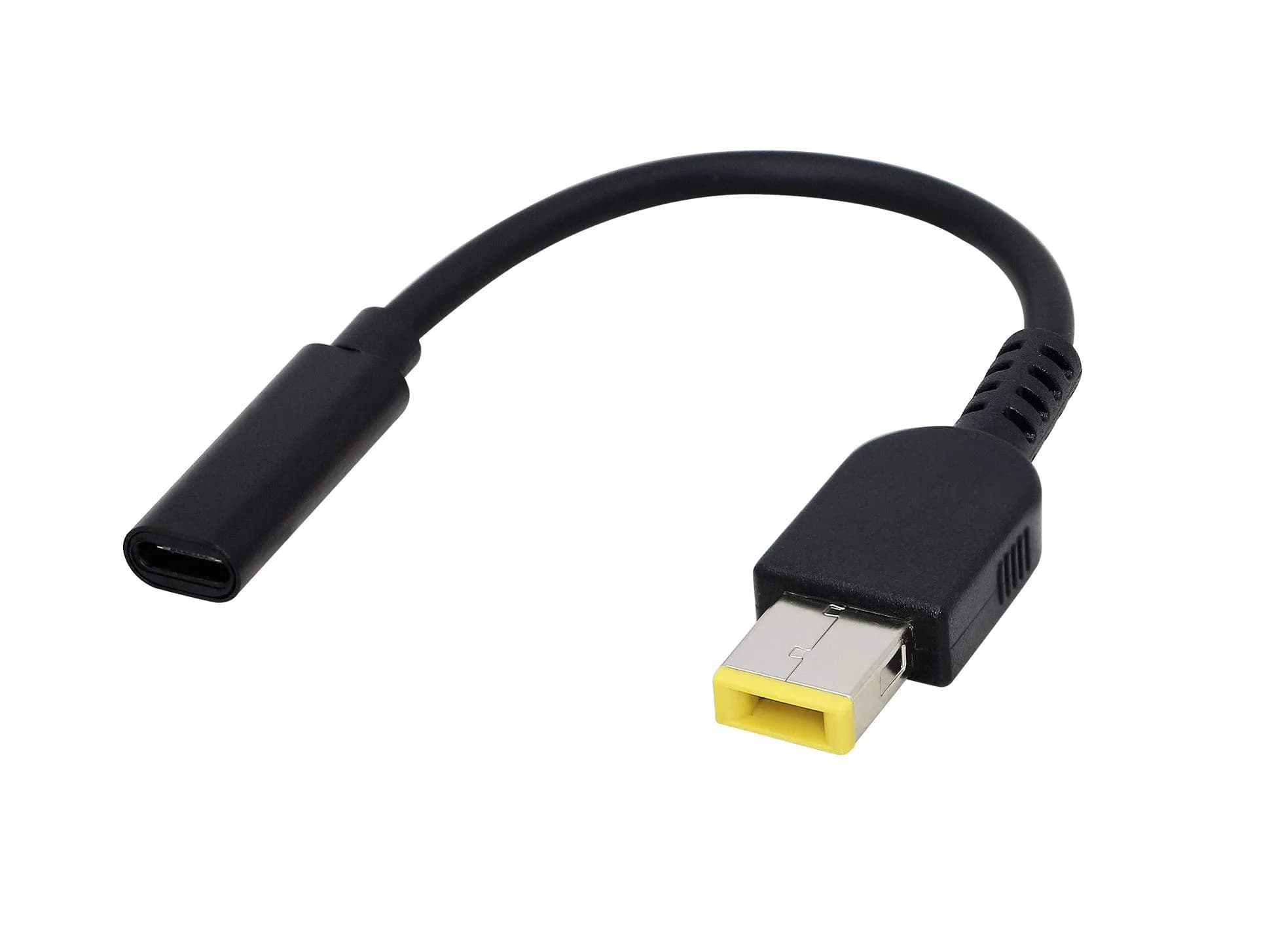 CERRXIAN 15cm 65W PD USB Type C Female to Slim Tip Power Cable for Lenovo L Series & Yoga (0.43ft, 65W) — BLACK