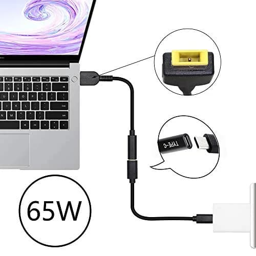CERRXIAN 15cm 65W PD USB Type C Female to Slim Tip Power Cable for Lenovo L Series & Yoga (0.43ft, 65W) thumbnail 4