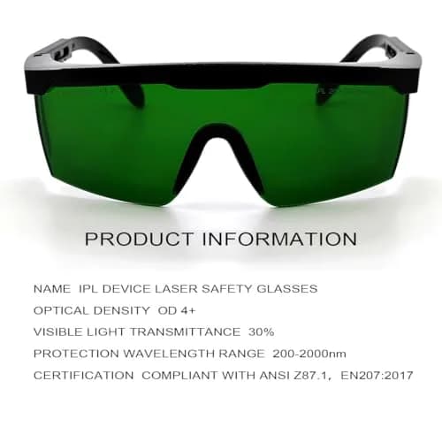 FreeMascot Green Laser Safety Glasses 200nm-2000nm | ANSI Z87.1 Approved for IPL & Laser Hair Removal thumbnail 5