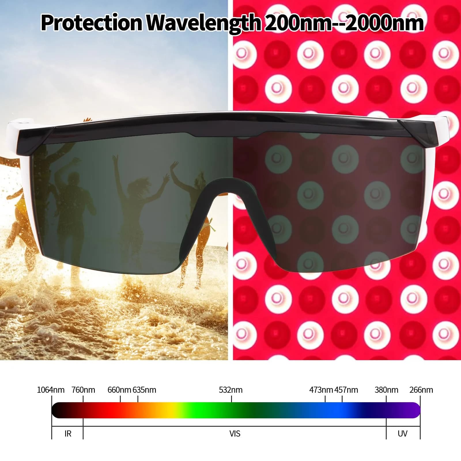 FreeMascot Green Laser Safety Glasses 200nm-2000nm | ANSI Z87.1 Approved for IPL & Laser Hair Removal - view 2