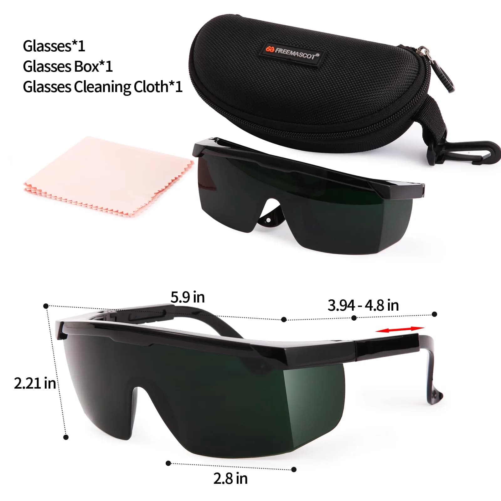 FreeMascot Green Laser Safety Glasses 200nm-2000nm | ANSI Z87.1 Approved for IPL & Laser Hair Removal - view 4