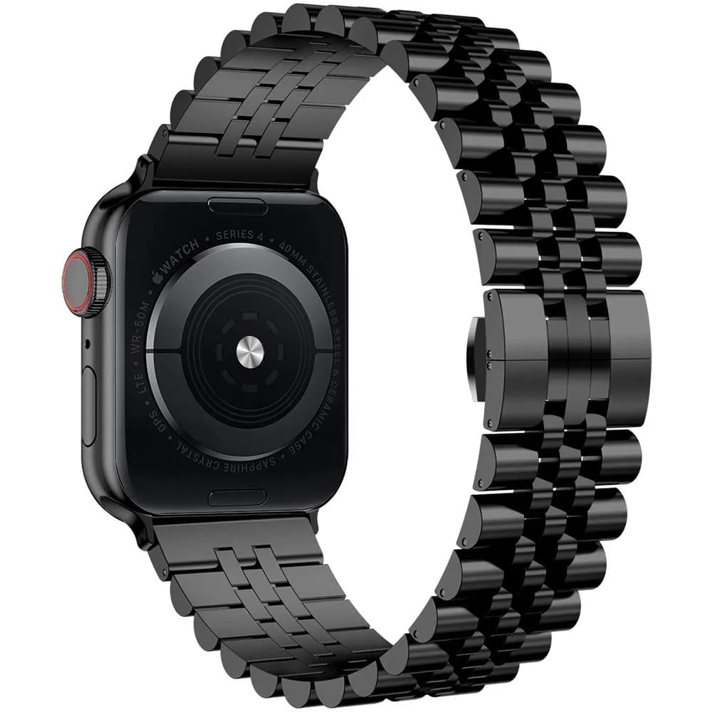 baozai Black Stainless Steel Watch Band for Apple Watch 38mm, 40mm, 41mm, 42mm Series - view 2