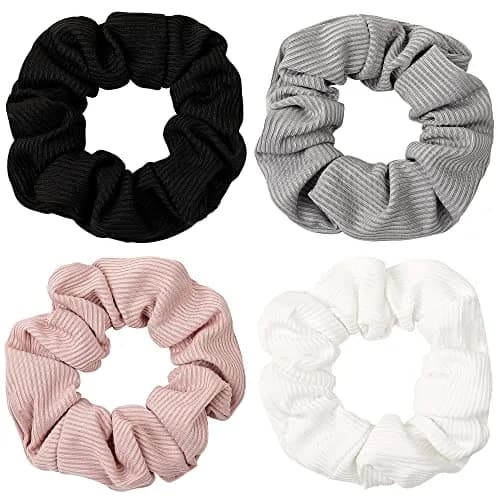 Ivyu Scrunchies Hair Ties for Thick Curl Hair, 4 Count (100g/4 Count) | Handmade Soft Fabric Ponytail Holders thumbnail 1