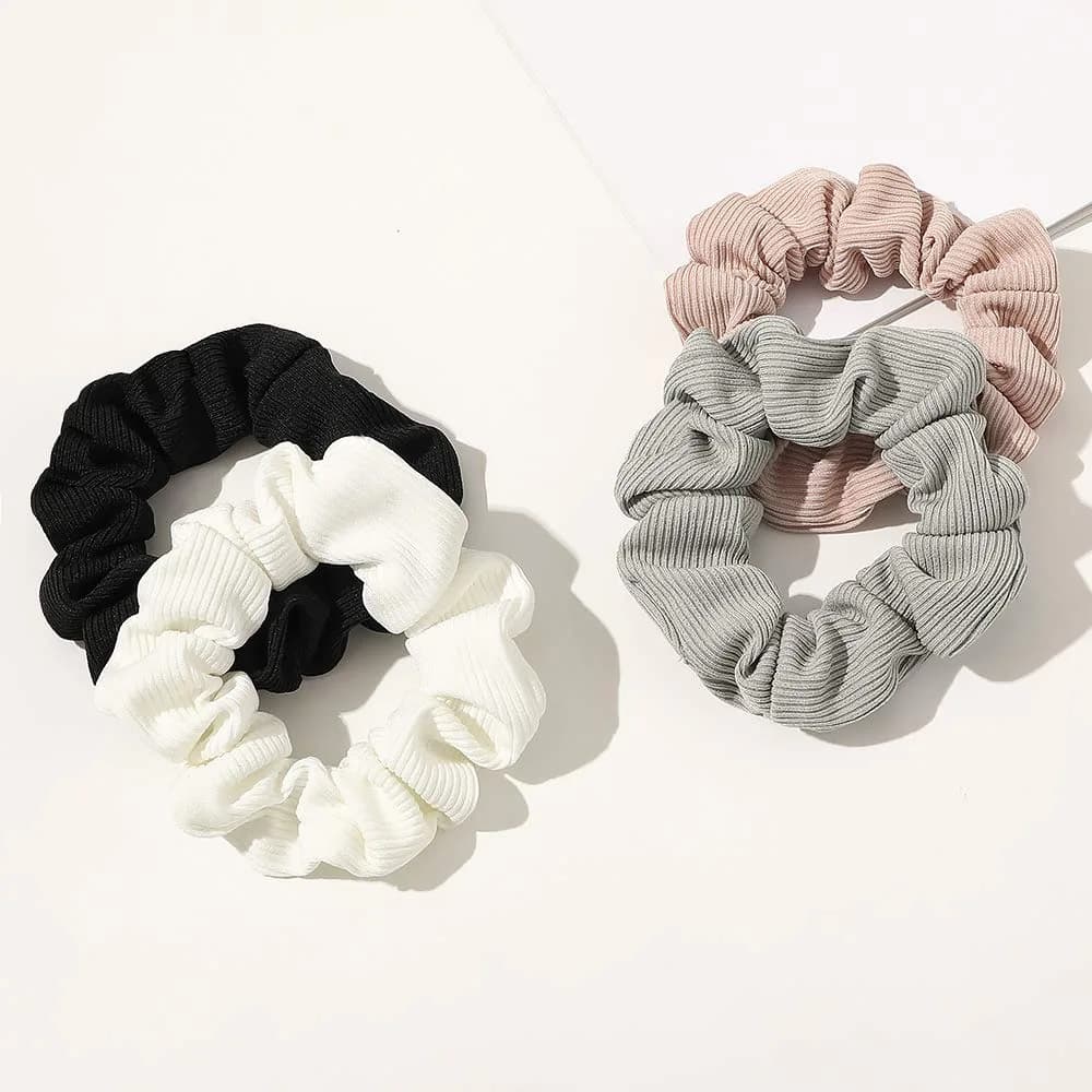 Ivyu Scrunchies Hair Ties for Thick Curl Hair, 4 Count (100g/4 Count) | Handmade Soft Fabric Ponytail Holders - view 5
