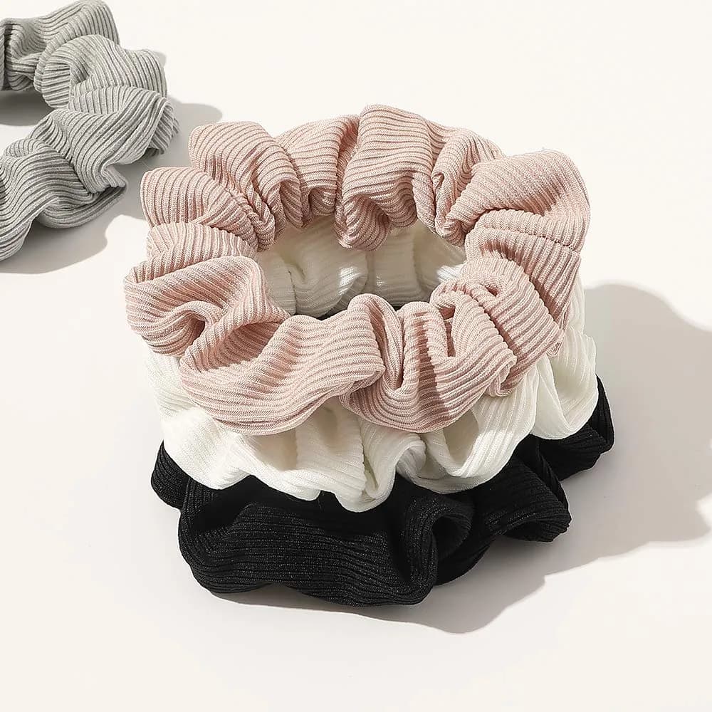 Ivyu Scrunchies Hair Ties for Thick Curl Hair, 4 Count (100g/4 Count) | Handmade Soft Fabric Ponytail Holders - view 3