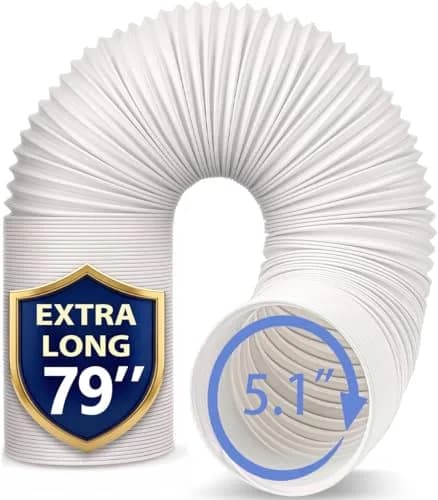 Jin&Bao 5.1" (13 cm) AC Hose, 2m (78.7") Length Portable Air Conditioner Exhaust Hose, Clockwise Thread, Universal Replacement | Durable Polypropylene & Stainless Steel thumbnail 1