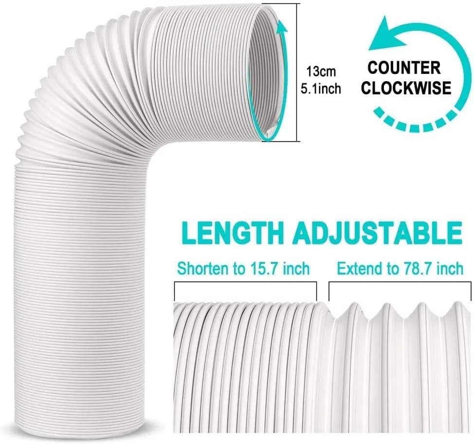Jin&Bao 5.1 inch (13 cm) Portable Air Conditioner Exhaust Hose 2m (6.55 ft) | Counterclockwise Thread, Universal Replacement thumbnail 2