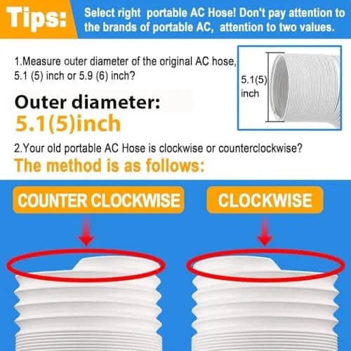 Jin&Bao 5.1 inch (13 cm) Portable Air Conditioner Exhaust Hose 2m (6.55 ft) | Counterclockwise Thread, Universal Replacement thumbnail 3
