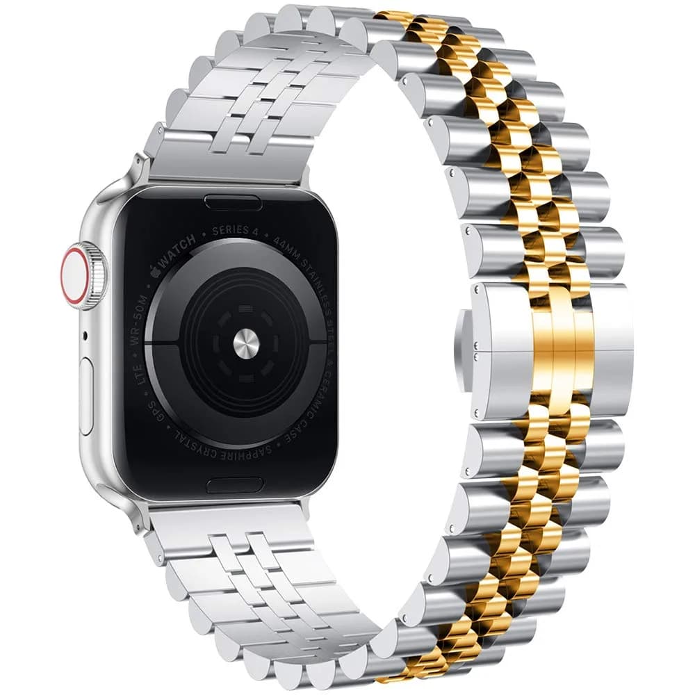 baozai Stainless Steel Watch Band for Apple Watch 38mm/40mm/41mm/42mm/44mm/45mm/46mm | Women's Jubilee Strap with Butterfly Clasp - view 2