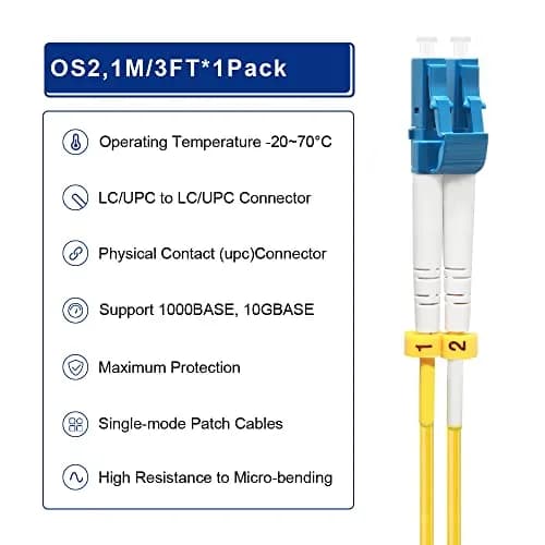 FLYPROFiber LC to LC Single Mode Fiber Patch Cable 1M | OS2 9/125μm, LSZH Jacket, High Speed, Indoor Use thumbnail 5