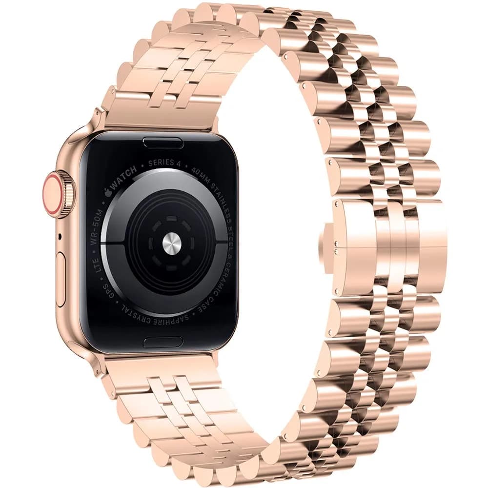 baozai Rose Gold Stainless Steel Watch Band for Apple Watch 38mm, 40mm, 41mm, 42mm Series 1-11 - view 2