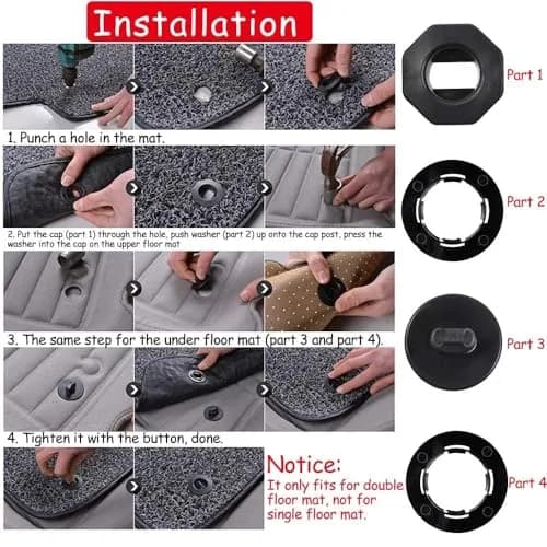 OTUAYAUTO Double Layer Mat Clips 8PCS Universal Fit | Securely Fastens Upper and Lower Floor Mats thumbnail 2
