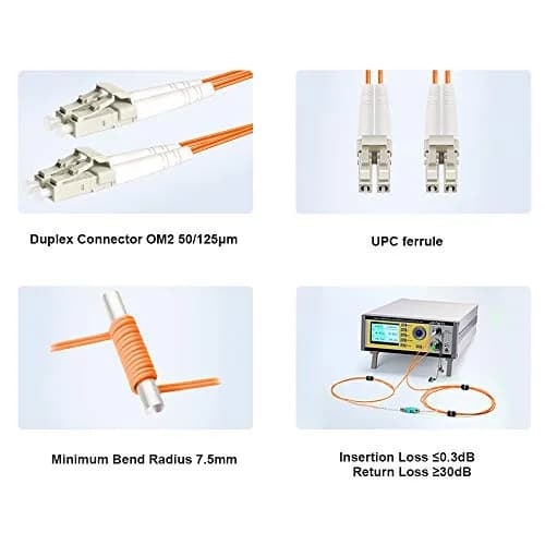 FLYPROFiber OM2 LC to LC Fiber Patch Cable 1M | Multimode 50/125um, Orange, 2.0mm LSZH (100-120c) thumbnail 4