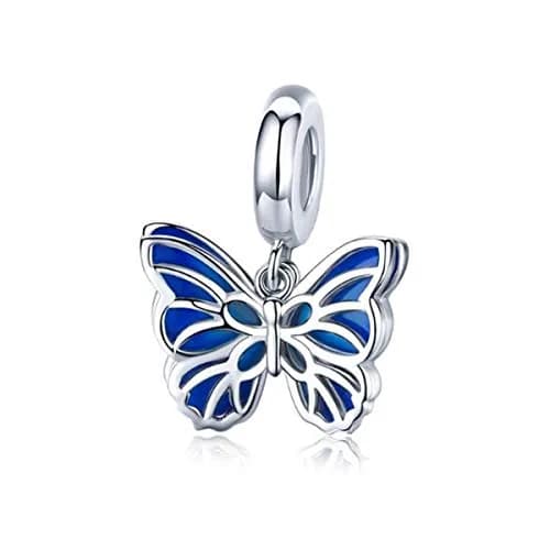 MEETCCY Blue Butterfly Charm Pendant 17mm (0.67in) | Genuine 925 Sterling Silver for Pandora Bracelets thumbnail 1