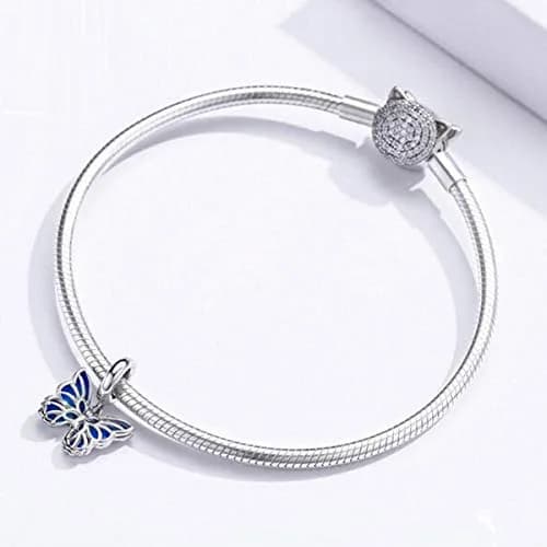 MEETCCY Blue Butterfly Charm Pendant 17mm (0.67in) | Genuine 925 Sterling Silver for Pandora Bracelets thumbnail 2