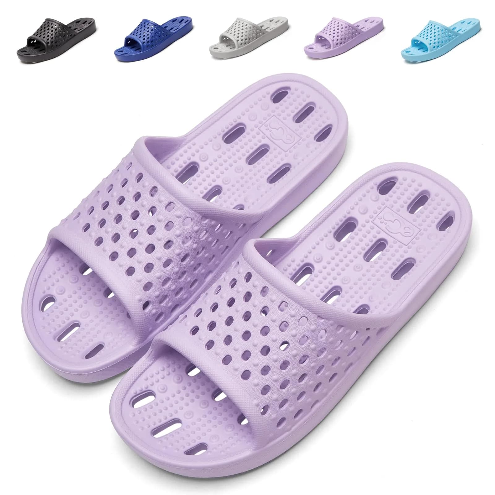 Aoowoll Shower Shoes for Women Non Slip Slides Bath Slippers, Purple EU40 | Quick-Dry & Anti-Slip Wet Floor Slides