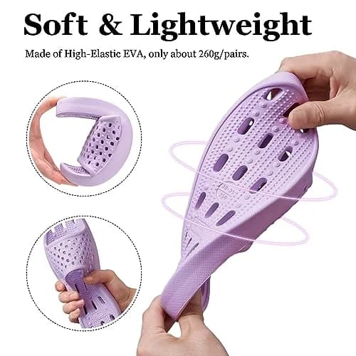 Aoowoll Shower Shoes for Women Non Slip Slides Bath Slippers, Purple EU40 | Quick-Dry & Anti-Slip Wet Floor Slides thumbnail 5
