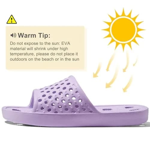 Aoowoll Shower Shoes for Women Non Slip Slides Bath Slippers, Purple EU40 | Quick-Dry & Anti-Slip Wet Floor Slides thumbnail 7