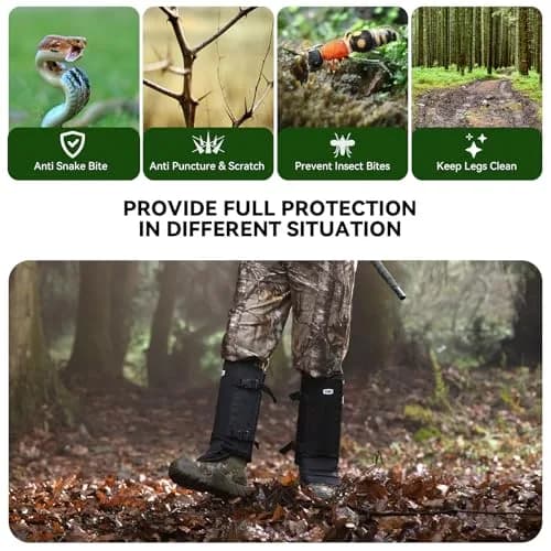 GearOZ Snake Gaiters Chaps Black | Durable Lower Legs Anti-Snake Bite Guards for Hiking & Hunting thumbnail 4