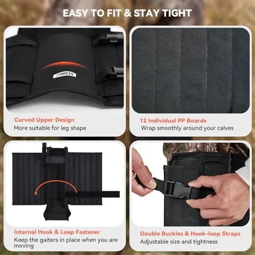 GearOZ Snake Gaiters Chaps Black | Durable Lower Legs Anti-Snake Bite Guards for Hiking & Hunting thumbnail 5