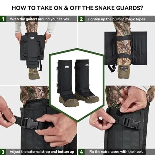 GearOZ Snake Gaiters Chaps Black | Durable Lower Legs Anti-Snake Bite Guards for Hiking & Hunting thumbnail 6