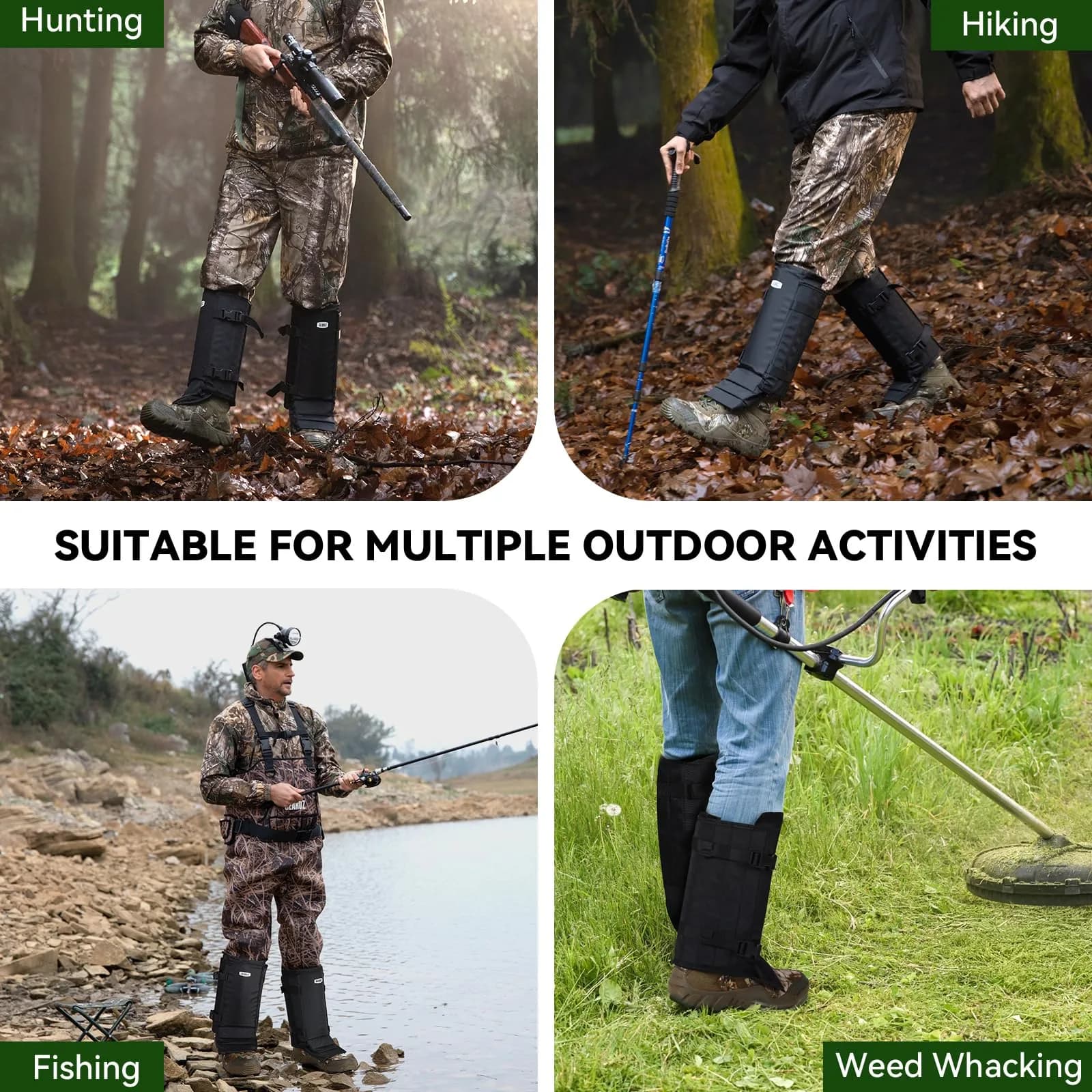 GearOZ Snake Gaiters Chaps Black | Durable Lower Legs Anti-Snake Bite Guards for Hiking & Hunting - view 7
